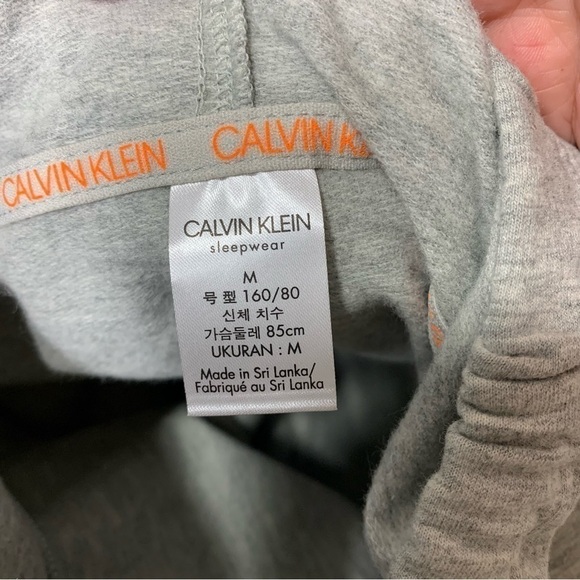 NWT Calvin Klein Gray Cozy Sweater Soft Sleepwear Lounge Hooded Slouchy Shirt M - Picture 11 of 13